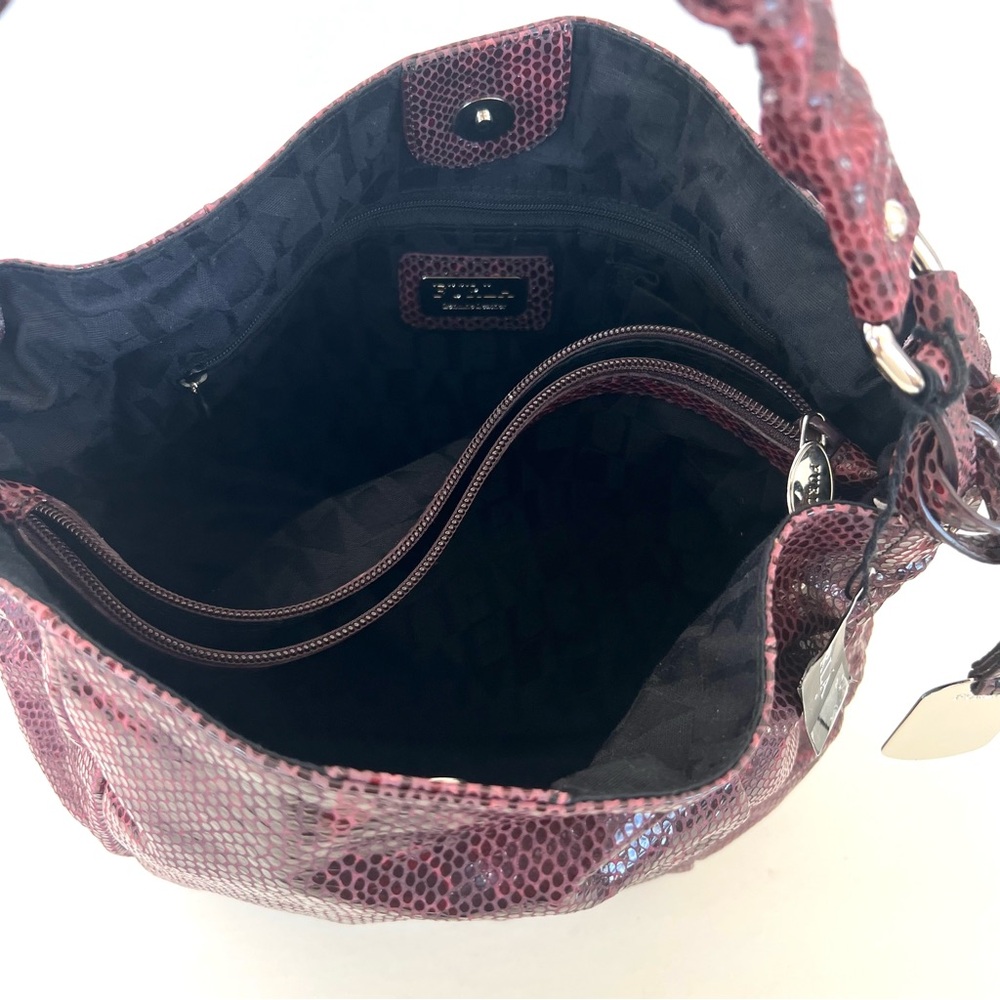 FURLA NEW Burgundy Snake Python Embossed Leather Single Handle Hobo Shoulder Bag - Picture 11 of 16
